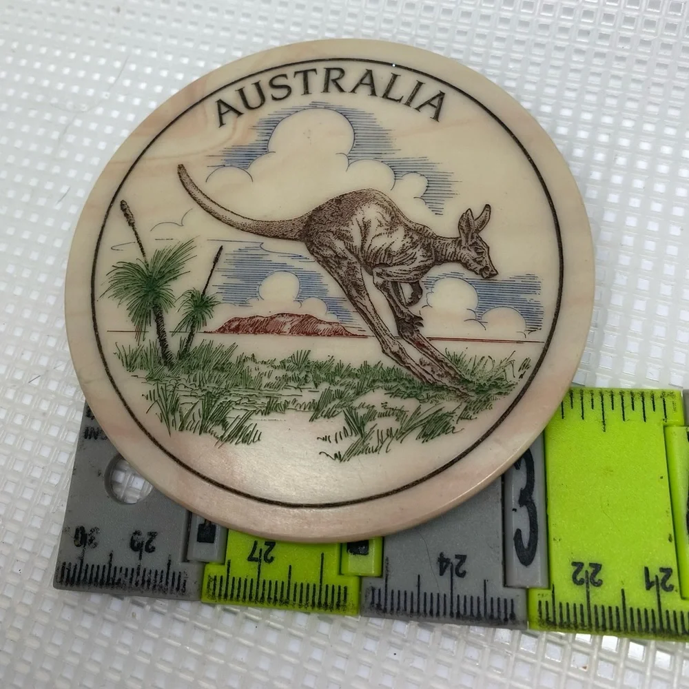 Marbcraft Coaster Handcrafted Marble Etched Kangaroo Souvenir Vintage Outback.